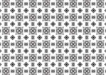 Pattern Floral and Geometric Elements. Seamless Floral Ethnic Pattern. Arabic Indian Motifs Abstract Floral Ornament Thin Line. Vector Wallpaper Background Fabric Paper  Black and White Graphic Design