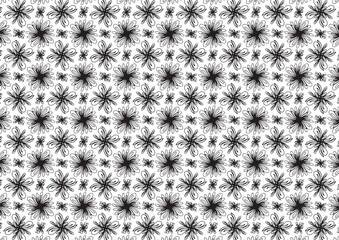 Pattern Floral and Geometric Elements. Seamless Floral Ethnic Pattern. Arabic Indian Motifs Abstract Floral Ornament Thin Line. Vector Wallpaper Background Fabric Paper  Black and White Graphic Design