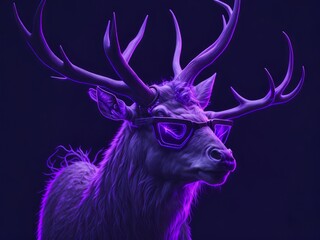 Neon glow cyberpunk deer, AI generated