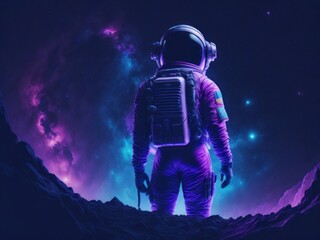Fototapeta premium Sky like nebula night with an astronaut, Ai generated