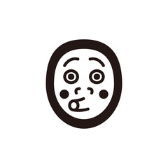 Festival mask icon.Flat silhouette version.Hyottoko.