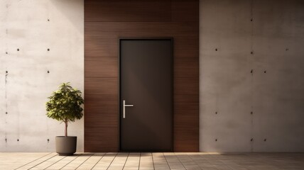 Fototapeta na wymiar What better way to enter your perfect home than through a modern clear wooden door. Generative AI Technology 
