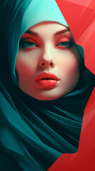 Naklejka premium Hijab Beauty and Fashion