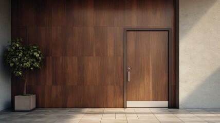 What better way to enter your perfect home than through a modern clear wooden door. Generative AI Technology 