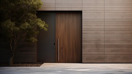 What better way to enter your perfect home than through a modern clear wooden door. Generative AI Technology 