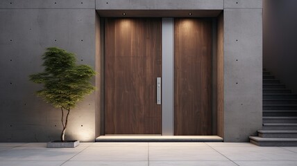 What better way to enter your perfect home than through a modern clear wooden door. Generative AI Technology 