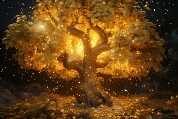 Magical glow tree. Generate Ai