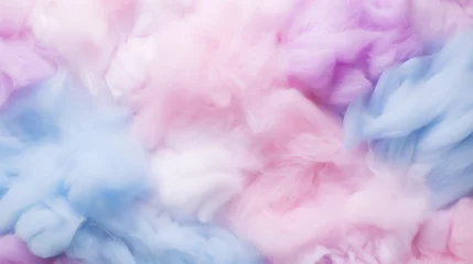 Keuken foto achterwand Macrofotografie Colorful cotton candy in soft pastel color background. Generative AI