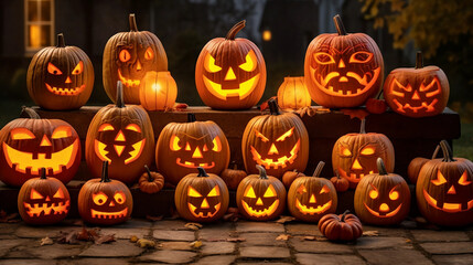 halloween jack o lantern with pumpkins