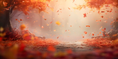 background with autumnal colors, showcasing the beauty of falling leaves and the coziness of a harvest season.
