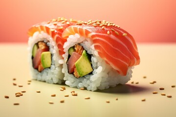 Appetizing sushi rolls. AI generated