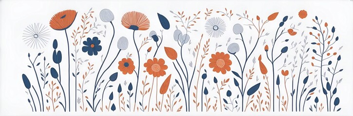 Spring flowers cartoon. AI generated illustration