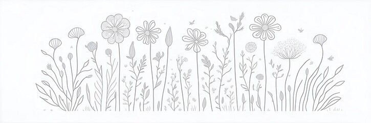 Spring flowers cartoon. AI generated illustration