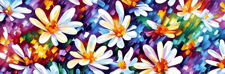 Fototapeta premium Spring flowers cartoon. AI generated illustration