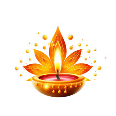 Happy Diwali, Diya lamp, Transparent backgroumd, PNG, Generative ai	 - obrazy, fototapety, plakaty