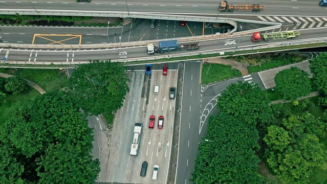 Aerial view of roads and traffic in SIngapore