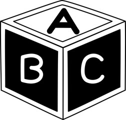 Abc Block icon hand drawn design elements for decoration.