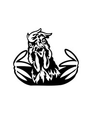 Funny and hilarious peeking chicken SVG vector graphic and cut file 