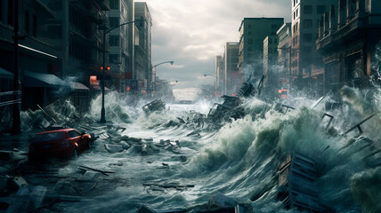 Platinum has broken through, and huge waves of water flood the streets of the city in the middle of nonscrapers, apocalypse scenario. Generative AI