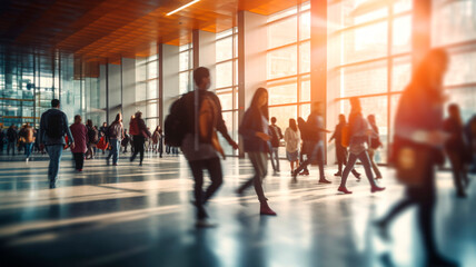 A bustling university or college environment where students are seen walking to their classes. Generative AI