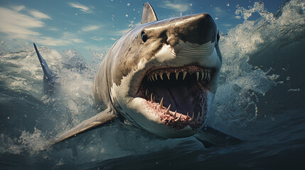 Obraz premium Shark underwater. Generative Ai