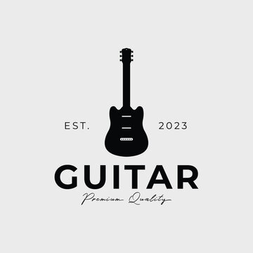 silhouette guitar or electric bass logo vector illustration design
