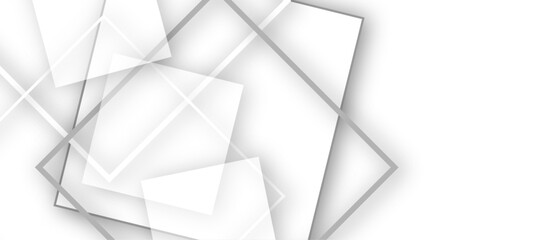 Modern Abstract white background design with layers of textured white transparent material in triangle and squares shapes.  Abstract geometric white and silver grey motion background loop.