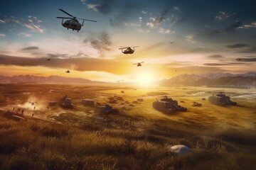 Obraz premium sunset over battlefield