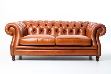 Elegant Brown Couch on White
