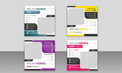 Editable minimal square banner template set  Suitable for social media post online marketing banner