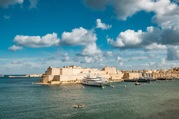 view of the old town and the old harbor. Mediterranean environment in summer