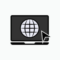 Browser Icon. Globe and Laptop Symbol - Vector
