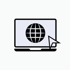 Browser Icon. Globe and Laptop Symbol - Vector