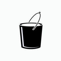 Bucket Icon. Container, Housekeeping Equipment Symbol - Vector