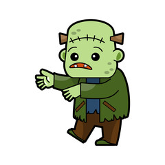 Frankenstein . Halloween cartoon characters . Vector .