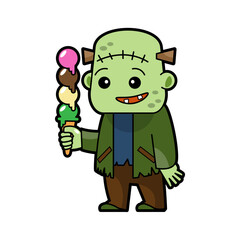 Frankenstein . Halloween cartoon characters . Vector .