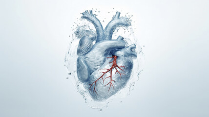 a naturalistic model of a human heart on a white background. - obrazy, fototapety, plakaty