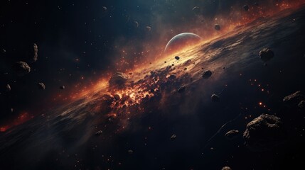 Fototapeta premium Cosmic Devastation Planet's Demise in Outer Space