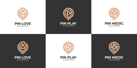 Set pin location logo luxury