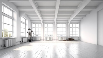 white loft-style room. . empty space new empty attic apartment.