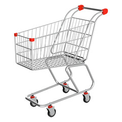 3D illustration of shopping cart isolated on transparent background