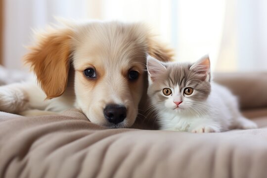 Whiskers and Wagging Tails: Kitten and Puppy Pair