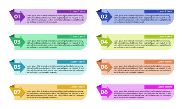 Number bullet point set with text templates, colorful list points colorful design
