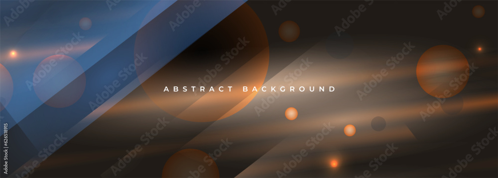 Aufkleber dark brown and blue wide abstract background with transparent geometric circles and lines. vector il