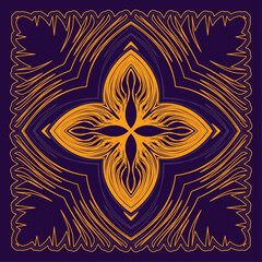 Abstract square template with dynamic curved lines, abstracts yellow floral element. Template for your design.