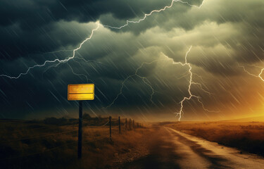 Thunderstorm Over an Empty Asphalt Road