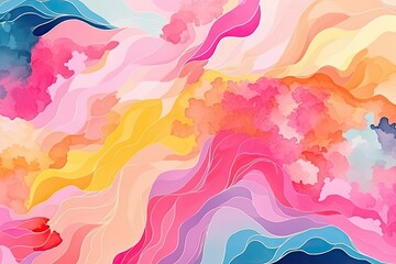 Modern abstract colorful watercolor art pattern, generative artificial intelligence