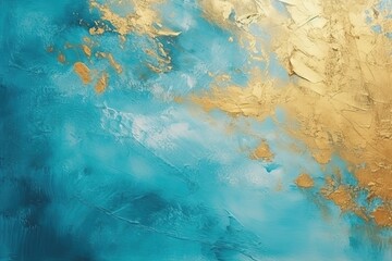 Modern abstract gold and blue textured oil painting art , generative artificial intelligence