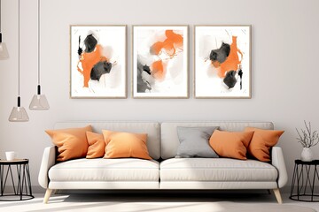 Modern abstract orange and black watercolor art , generative artificial intelligence