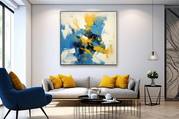Yellow and blue oil painting art , generative artificial intelligence